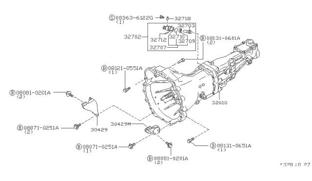 1987 Nissan 200SX Manual Transmission, Transaxle & Fitting Diagram 3