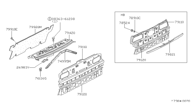 1987 Nissan 200SX Panel-Rear Upper Diagram for 79110-32F30