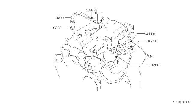 1988 Nissan 200SX Blow-By Gas Hose Diagram for 11828-32F00