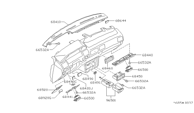 1985 Nissan 200SX ASHTRAY Instrument Diagram for 68800-01F00