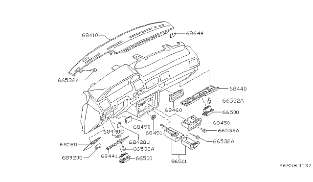 1985 Nissan 200SX FINISHER Instrument Diagram for 68900-10F00