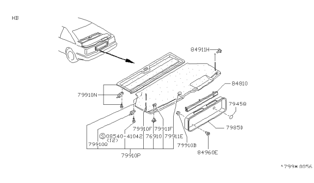 1987 Nissan 200SX Rear & Back Panel Trimming Diagram 2