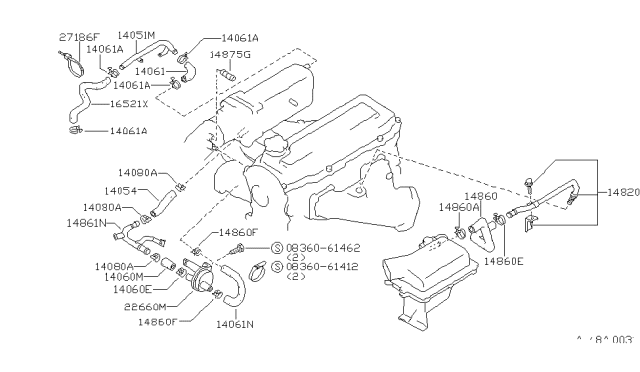 1986 Nissan 200SX Hose Air Regulator Diagram for 14061-04F00