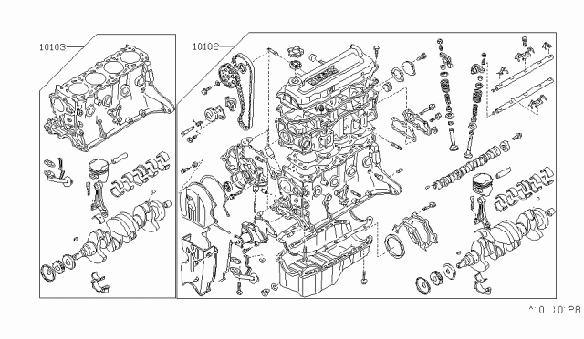 1987 Nissan 200SX Bare & Short Engine Diagram 1