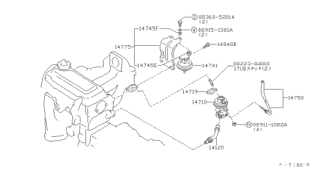 1985 Nissan 200SX Tube-TDV Control Diagram for 14750-18F00