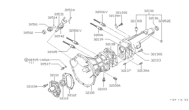 1986 Nissan 200SX Transmission Case & Clutch Release Diagram 2