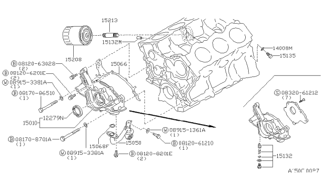 1988 Nissan 200SX Valve Assembly Oil Regulator Diagram for 15132-17F00