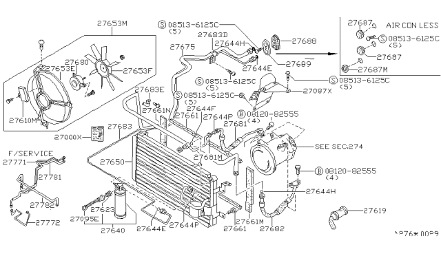 1988 Nissan 200SX Condenser,Liquid Tank & Piping Diagram