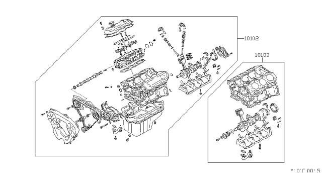 1985 Nissan 200SX Engine-Short Diagram for 10103-17F00