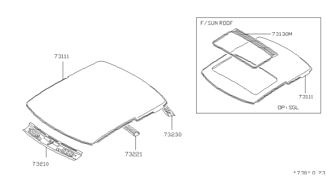 1986 Nissan 200SX Roof Diagram for 73112-18F10