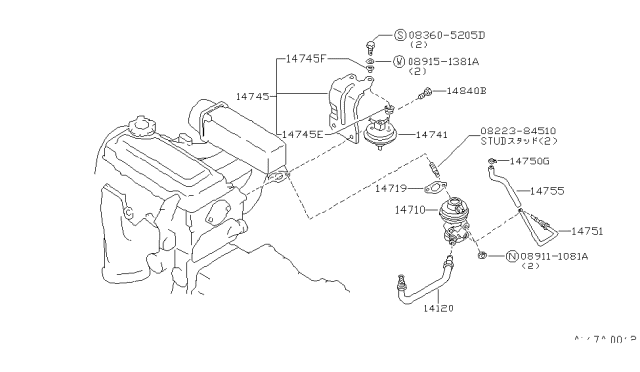 1987 Nissan 200SX Tube Assembly-EGR Diagram for 14120-24F00