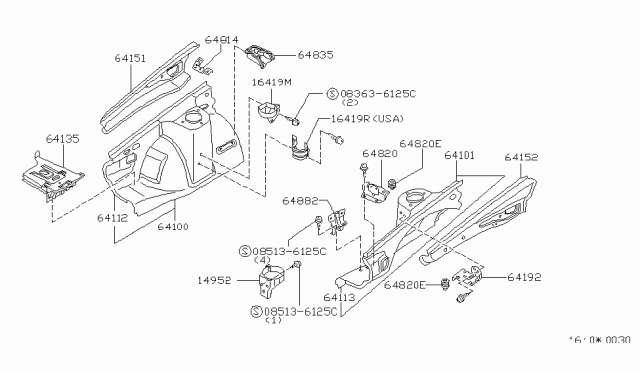 1986 Nissan 200SX Bracket Air Cleaner Diagram for 64812-01F00