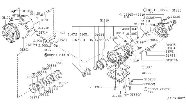 1986 Nissan 200SX Torque Converter Diagram for 31100-X8618