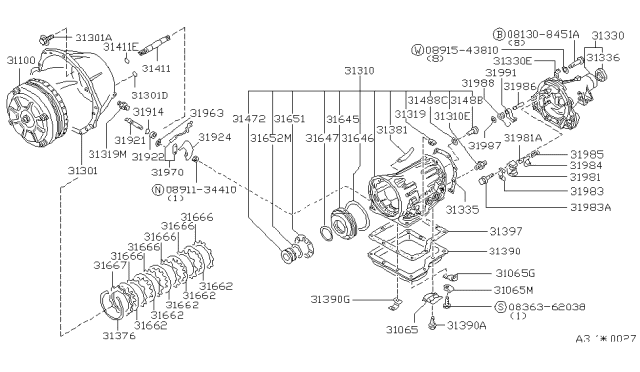 1986 Nissan 200SX Ring-Snap Diagram for 31652-X0101