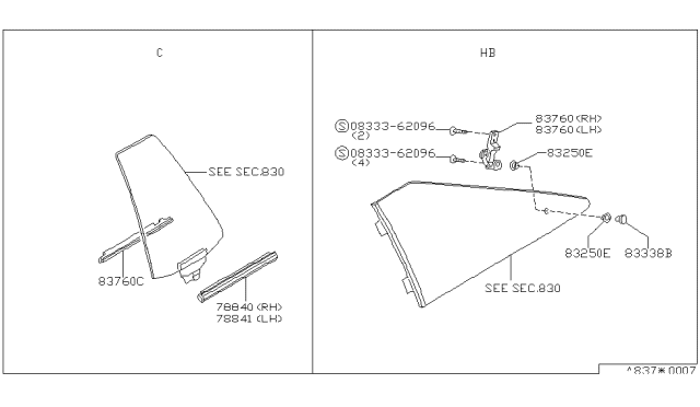 1984 Nissan 200SX MOULDING Rear Fender R Diagram for 78850-01F01