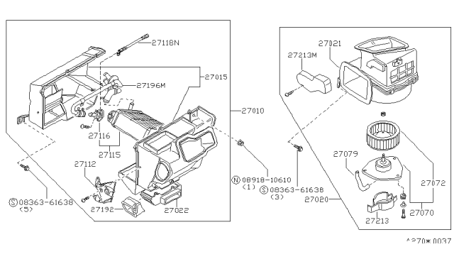 1988 Nissan 200SX Heater & Blower Unit Diagram