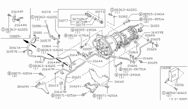 1986 Nissan 200SX PINON SPEEDOMETER Diagram for 32702-V1020