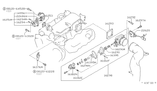 1987 Nissan 200SX Throttle Chamber Diagram 3