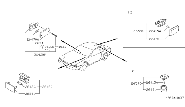 1986 Nissan 200SX Lens Diagram for 26441-Q0100