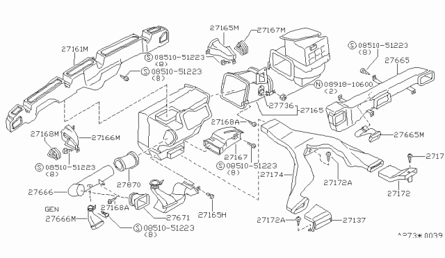 1988 Nissan 200SX Duct-DEMISTER Diagram for 27850-06F02