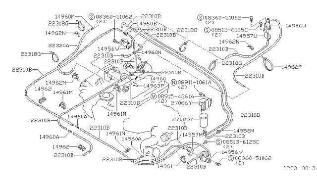 1987 Nissan 200SX Engine Control Vacuum Piping Diagram 1