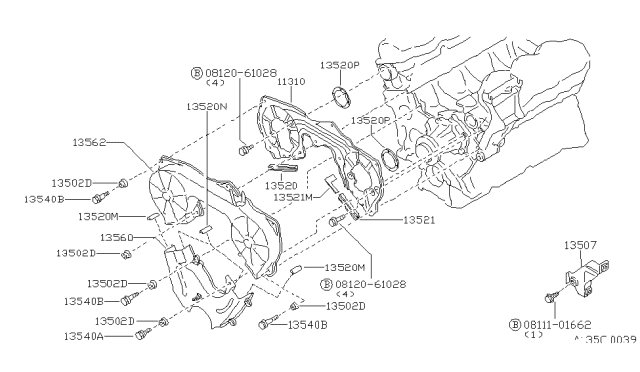 1987 Nissan 200SX Gasket-Dust Cover Diagram for 13522-V5501