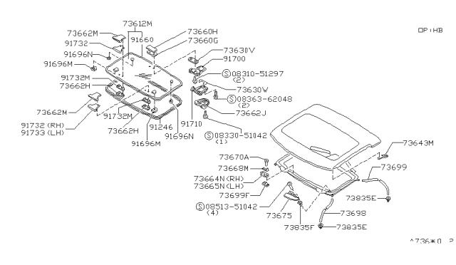 1984 Nissan 200SX Retainer-Rear Diagram for 73894-15F99