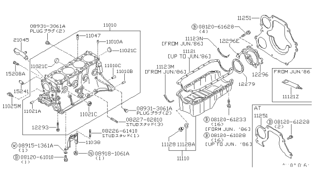 1986 Nissan 200SX Cylinder Block & Oil Pan Diagram 2