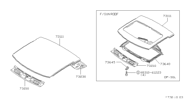 1985 Nissan 200SX Roof Panel & Fitting Diagram 2