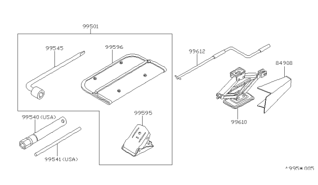 1988 Nissan 200SX Tool Kit & Maintenance Manual Diagram