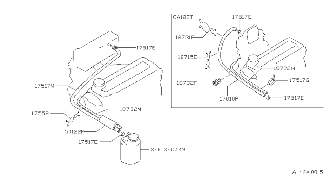 1986 Nissan 200SX Hose-EVAPO Diagram for 02187-26521