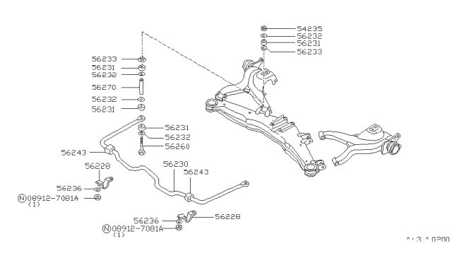 1985 Nissan 200SX Bar TORSION Re Diagram for 56230-01F00