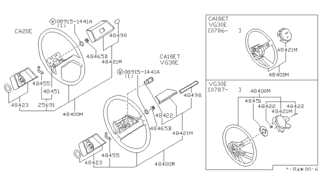 1987 Nissan 200SX Steering Wheel Assembly W/O Pad Gray Diagram for 48430-31F00