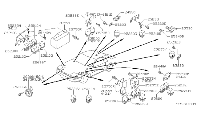 1988 Nissan 200SX Relay Assembly ASCD Diagram for 25232-06F00