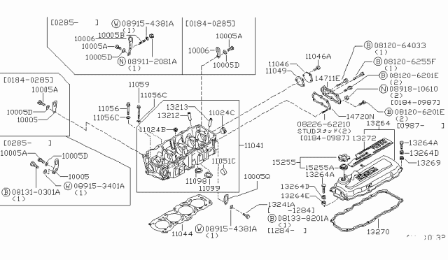 1988 Nissan 200SX Bolt-Cylinder Head Diagram for 11056-V5001