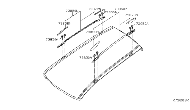 2014 Nissan Pathfinder Roof Panel & Fitting Diagram 1