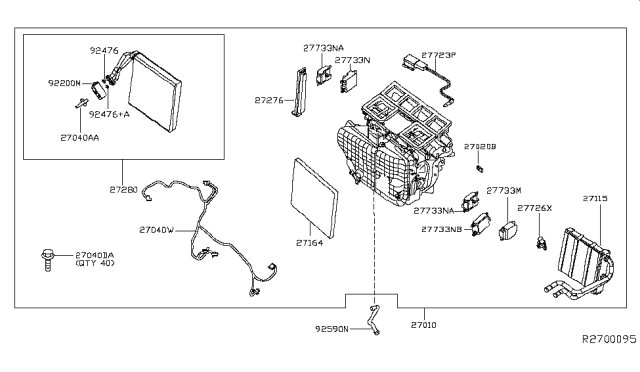 2014 Nissan Pathfinder Evaporator Assy-Front Diagram for 27280-3JC0A