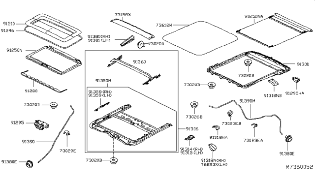 2014 Nissan Pathfinder Hybrid Sun Roof Parts Diagram