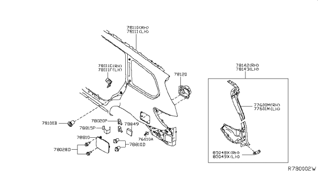 2014 Nissan Pathfinder Rear Fender & Fitting Diagram 1