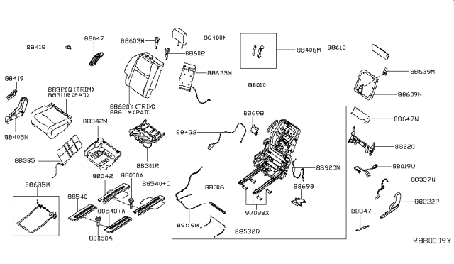 2014 Nissan Pathfinder Trim Assy-2nd Seat Back,RH Diagram for 88620-3KE1B