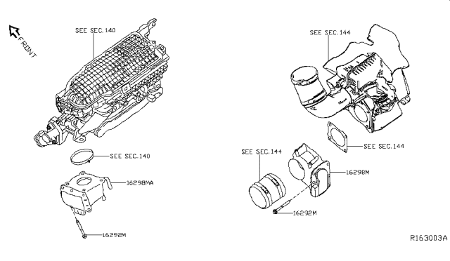 2014 Nissan Pathfinder Throttle Chamber Assembly Diagram for 16119-3JA0C