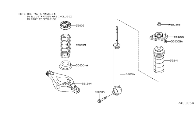 2014 Nissan Pathfinder Spring-Rear Suspension Diagram for 55020-3JV0A