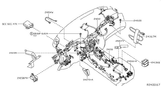 2014 Nissan Pathfinder Harness Assembly Console Diagram for 24016-9PA1B