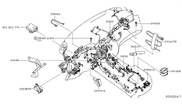 2014 Nissan Pathfinder Harness Assembly Console Diagram for 24167-3KA2D