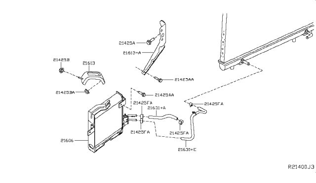 2014 Nissan Pathfinder Bracket-Oil Cooler Diagram for 21613-3JV0A