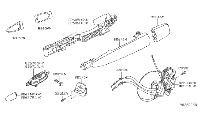 2014 Nissan Pathfinder Rear Door Lock & Handle Diagram 1