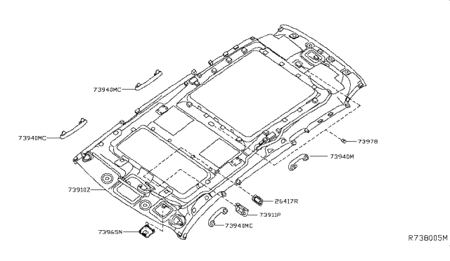 2014 Nissan Pathfinder Headlining Assy Diagram for 73910-3KY1B