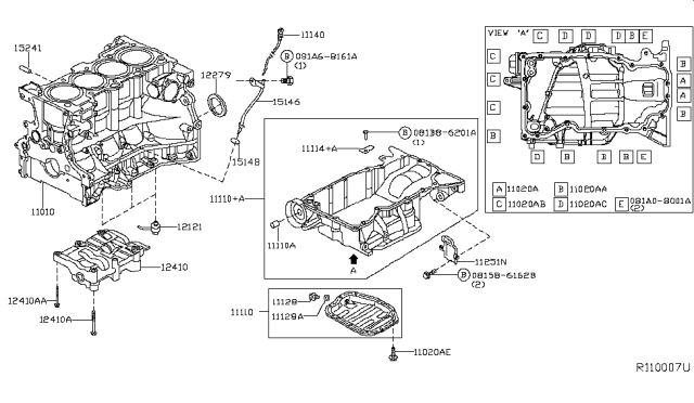 2014 Nissan Pathfinder Cylinder Block & Oil Pan Diagram 2