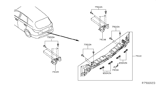 2014 Nissan Pathfinder Rear,Back Panel & Fitting Diagram