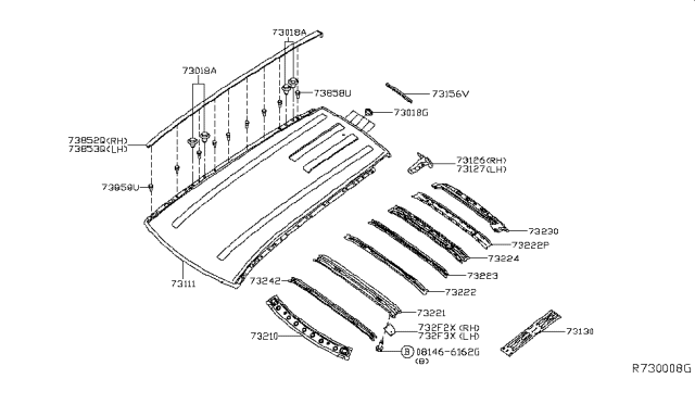 2014 Nissan Pathfinder Bracket Assembly-Roof Bow,2ND RH Diagram for G32F2-3KAMB